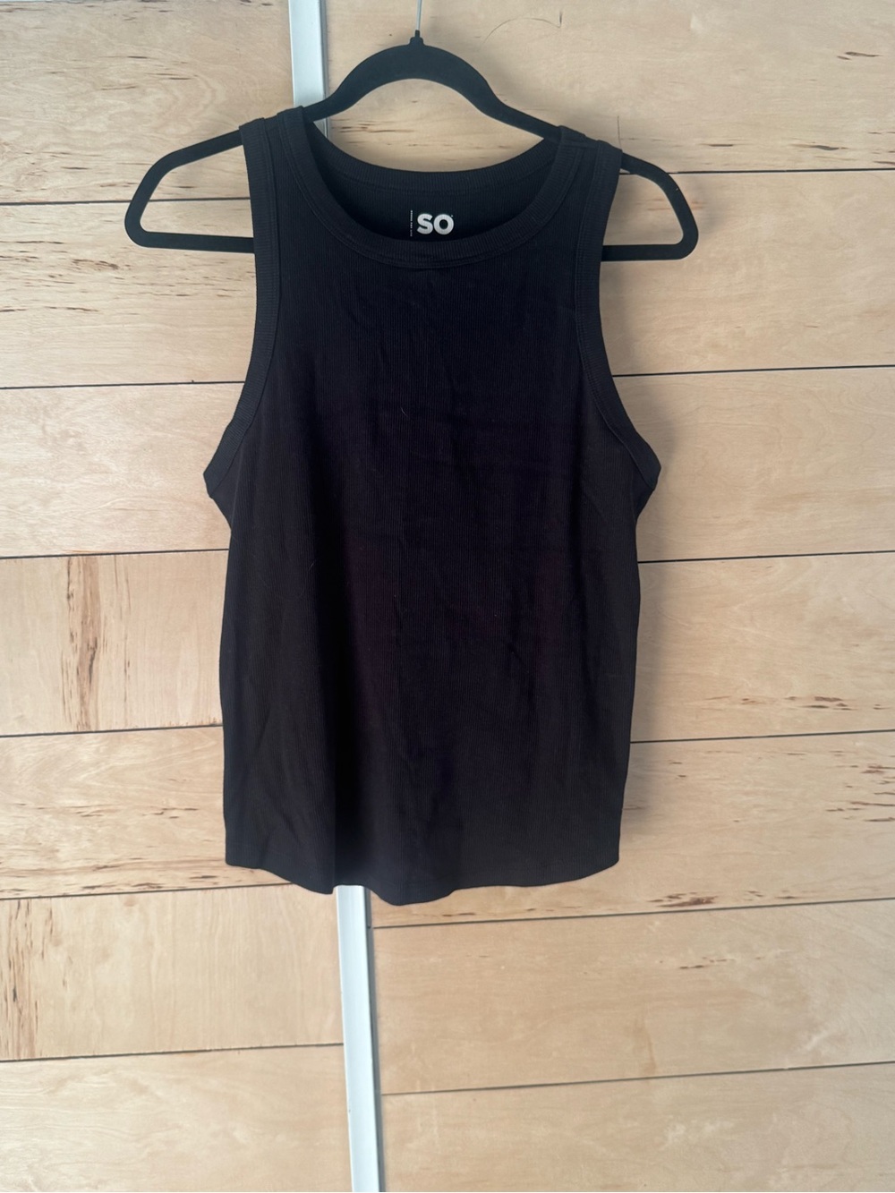 SO Black Ribbed Crewneck Tank - Women's Sleeveless Top
